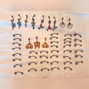 Body jewelry lot 50 piece stainless steel navel rings